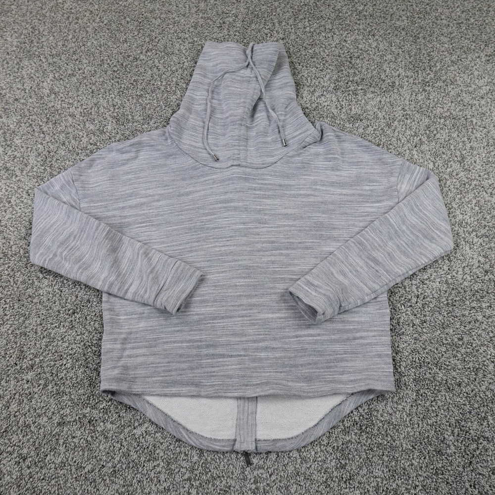 Karen Millen Sweater Womens 10 Gray Full Zip Cowl Turtle Neck Sweatshirt Jacket